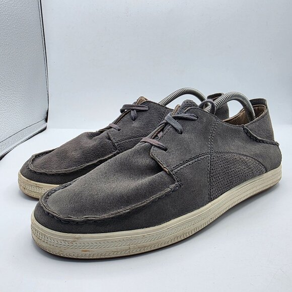 Olukai Pahono Lace Mens Size 10 Gray Shoes Casual Walking Lounge Relaxing - Picture 4 of 13